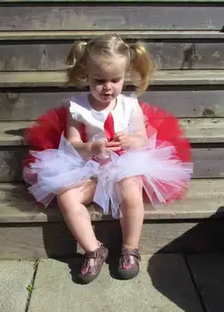 Cute Baby Tutu Skørter Piger Bløde Ballet Tutu Dans Pettiskirt med Røde Bånd og Sløjfe Børn Sommeren Tyl Tutu Nederdel Part Klud