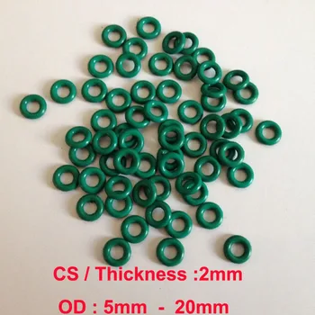 100 STK FKM Gummi O-Ring CS2mm x OD 5/6/7/8/9/10/11/12/13/14/15/16/17/18/19/20 Fluor Gummi Pakning, Tætning ORing O-Ring