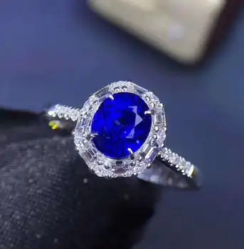 Naturlige ægte blå safir ring i 925 sterling sølv Fine handworked smykker Finger ringe