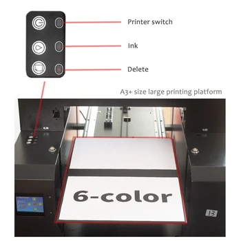 UV-flatbed inkjet printer A3 stort format og høj opløsning for læder, træ, glas mobiltelefon shell cylinder udskrivning
