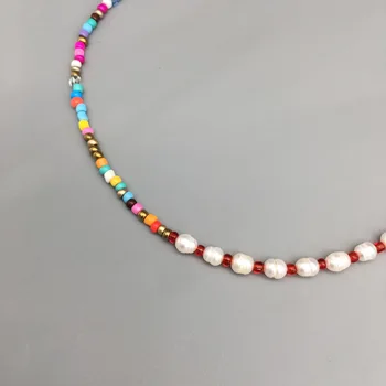 2021 Boheme Ferskvands Perle Halskæde til Kvinder, Piger Mode Kvindelige Multi-Farve Glas Perler Choker Smykker Drop Shipping