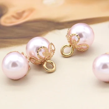 20pcs Pink Pearl Smykker, Blomster Skaft Knapper Til Tøj Kvinder Shirt Kjole Dekorative DIY Kunsthåndværk, Håndlavede Tilbehør Engros