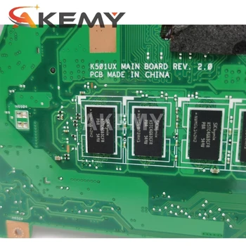 Akemy Nye! K501UXM Laptop bundkort til ASUS K501UW K501UXM K501UQ oprindelige bundkort DDR4 4G-RAM, I7-6500U GTX950M-2 GB