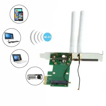 Trådløse Wifi-Netværk-Kort Mini-PCI-E er Til PCI-E 1X Desktop Forsendelse Antenner + 2 Adapter Drop W8J0