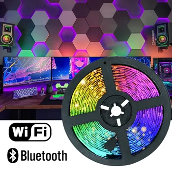 LED Strip Light Bluetooth, WiFi SMD 5050 NoWaterproof TV Desktop-Skærm Baggrundsbelysning Fleksible Diode DC12v 10M 15M 20M Fjernbetjening