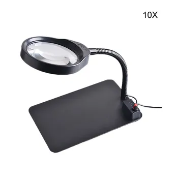 Justerbar LED-lys bordlampe forstørrelsesglas lave vision støtte lup