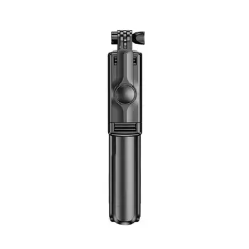 Rustfrit stål kompakt trådløs bluetooth-selfie stick sammenklappelig mini stativ med fyld lys lukker fjernbetjening egnet til