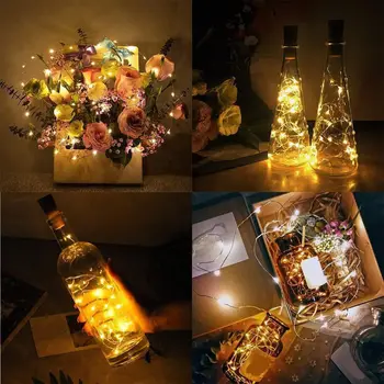 8Colors 1/2M LED Vin Flaske med korkprop kobbertråd String Lys Bryllup Festival Halloween, julefrokost Gave Decor Lampe