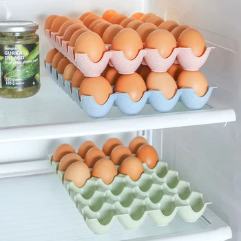 15 Net Stabelbare Æg Indehaveren Bærbare Æg Skuffe Container Køleskab Opbevaring Arrangør Køkken Opbevaring Af Æg Box Plads Saver