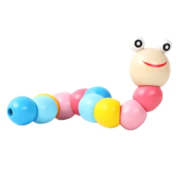03KD Gennemgang Toy Gratis Skiftende Legetøj Træ Spædbarn Blokke Hjernen Udviklingsmæssige Caterpillar Vride Baby Blok Kreative Spil