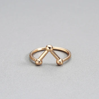 Cxwind Mode Charme Ring Trekant Perler Finger Chevron Kno Ringe til Kvinder, Bryllup, Engagement Bogstav V-Ringen, Guld Smykker