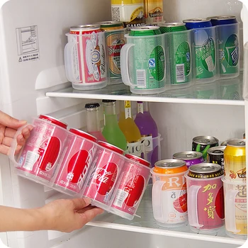 Drik Rack Til Dåser Drink Dispenser Holder Køleskab Arrangør Fryser, Køkkenskabe Klar Plast Mad Pantry Opbevaring Rack Bærbare