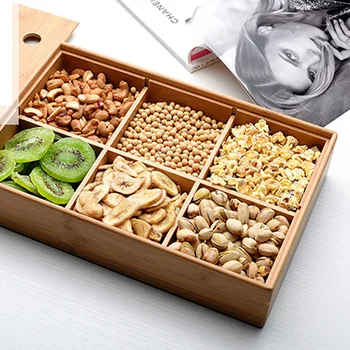 Pantry Opbevaring Organizer Box-6 Divideret Afsnit Dekorativ Holder til Cookies Bagning Elementer, Olie, Saft, Krydderier,Pakker