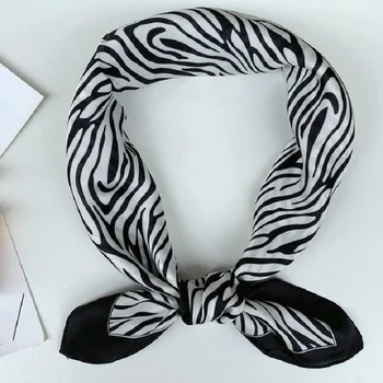 Yishine 2021 70x70cm Zebra-striber Mønster Print Firkantet Tørklæde Kvinder, Hårbånd, Bandana Dame Hoved Wraps Kvindelige Halstørklæde Sjal
