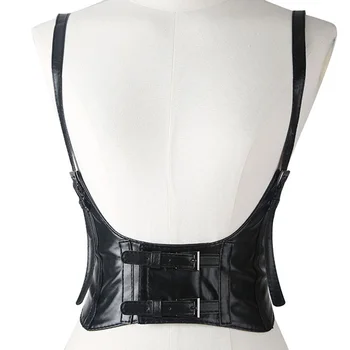 Kvinder Gotisk Punk Style strømpeholdere bredt bælte sort Læder talje corset Slim body shaping Cummerbunds Mode strappy linning