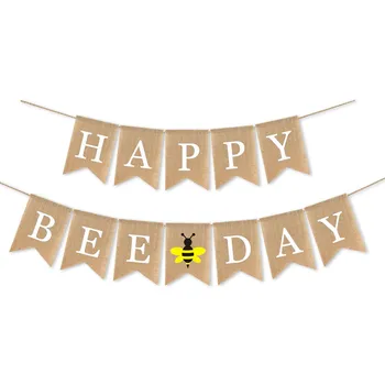 Fødselsdag Dekoration Trække Flag Bee Linned Banner Første Fødselsdag Part Dekorationer Sæt Baby Kæreste Part Forsyninger #LR1