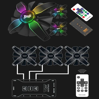 DarkFlash 120mm RGB-Fan 3i1 Aura Sync Computer PC Case Fan Speed Kontrolleres Stille IR Remote Computer CPU Køler Køling
