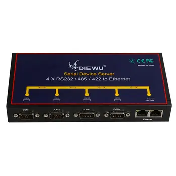 DIEWU Industrielle 4 Porte Serial Device Server Ethernet Converter til RS232/422/485 Støtte VCOM/TCP-Server/ TCP Klient/UDP-tilstand