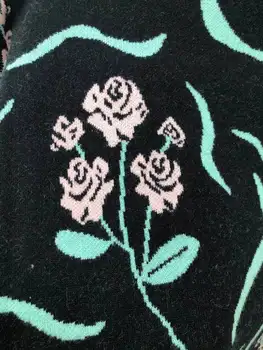 Rose mønster, sort sweater kvinder 2020 efteråret nye løs pullover