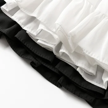 2021 Sommeren Nye Pige Hvid Mini Nederdel med Høj Talje Mode og Løs koreanske Version Chiffon Kage Nederdel Kvinder Sort