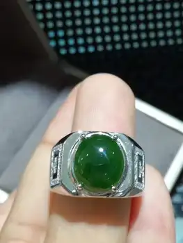 Mand Ring Reelle og Naturlige, Oprindelige Menneske Jade Ring Sten Ringe Massiv 925 Sølv Ædelsten Ring