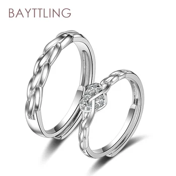 BAYTTLING 925 Sterling Sølv Udsøgt Flettet Hjerte Åben Ring Til Kvinde Mand Fashion Bryllup Ring Smykker