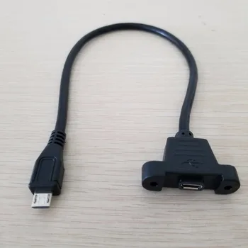 Skrue Lås Panel Mount Mikro-USB 2.0 Type B Mandlige og Kvindelige M/F Udvidelse Data Sync Power Charge Kabel-30cm + Skruer Afskærmning