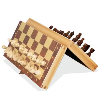 Træ-Skak-Spil, Der Foregår Store Magnetiske Folde Træ-Skakbræt Indendørs Rejse Skak Træ Stykker Chessman