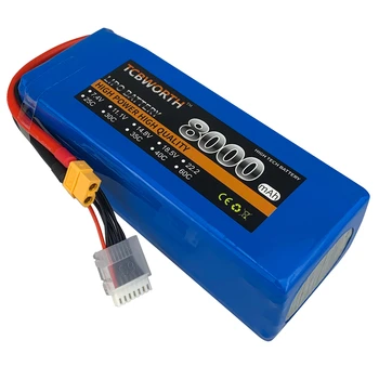 Høj sats 3S 4S 5S 6S RC Fly LiPo Batteri 7.4 V 11.1 V 14,8 V 22.2 V 8000mAh 60C For RC Agricultral Fly, Bil Dron Quadrotor