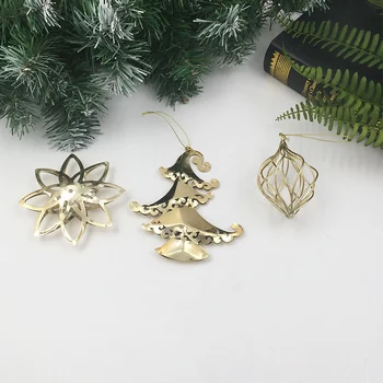 Juletræ Metal Hængende Ornamenter Metal Snefnug Femtakket Stjerne Strømpe Vedhæng Ny