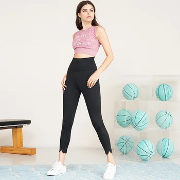 MakFound 2021 Nye Sommer Kvinder Niende Bukser Mode Solid Trænings-Og Høj Elastisk Bred Linning Kammusling-Hem Slank Capri Leggings