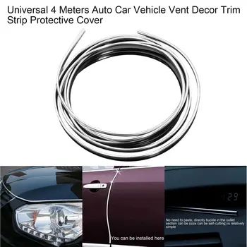 Fashionable Universal 4 Meter Auto til Bilen Vent Indretning Strip Chrome Plated Trim Strip Beskyttende Dække Dekoration NY