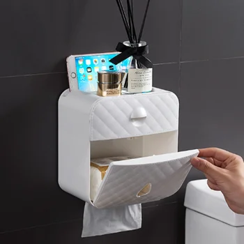 Multifunktionelle Papirholder Vandtæt Vægmonteret Punch-Gratis Toilet Papir Opbevaringsboks