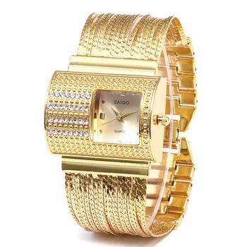 2019 Luxury-Brand-Ure Elegante Kvinder Runde Fuld Diamant Armbånd Ur Analog Quartz armbåndsur Bevægelse relojes mujer Q