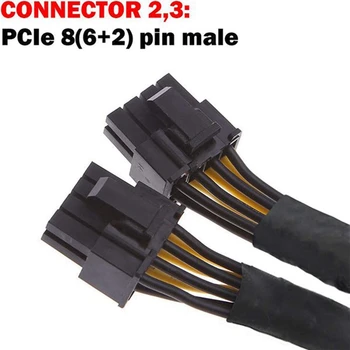 GPU PCIe-8 Pin hun til Dual 2X 8-Pin-koden(6+2) Mandlige PCI Express Power Adapter Flettet Y-Splitter forlængerkabel,20cm