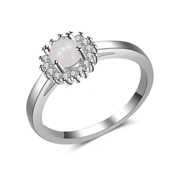 Nye Sølv Ring Temperament Kvindelige Klassiske Sun Flower Indlagt Zircon Opal Hånd Smykker