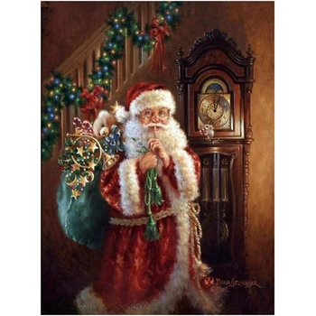 Christmas Santa Claus DIY Cross Stitch Broderi 11CT Kits Håndarbejde, Håndværk Sæt Bomuld Tråd Trykt Lærred Hjem Salg