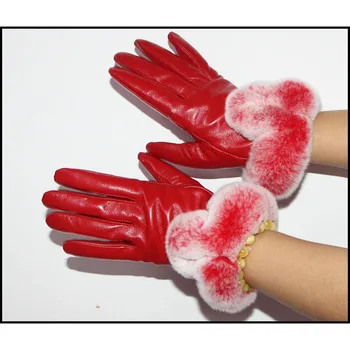 AOTIANYANG Ægte Fåreskind Handsker kvindelige varm læder handsker efteråret og vinteren kold beskyttelse Rex kanin touch screen Ægte