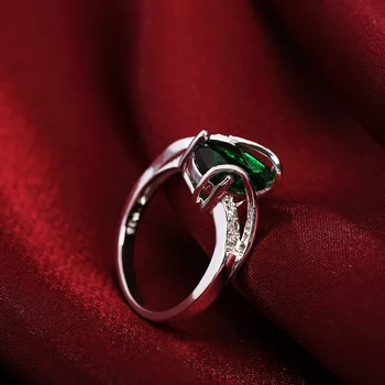 Fabrikken direkte charm i 925 sølv Ringe For kvinder grøn krystal dråber størrelse 7 8 Mode Gaver engagement bryllup Smykker