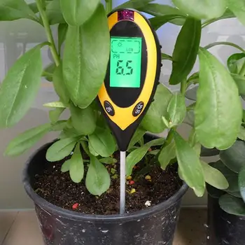 4 i 1 LCD-Professionel Temperatur, Sollys, Fugt PH havejord Tester 0.5 pH Til Indendørs / Udendørs Have Mesuring Værktøj