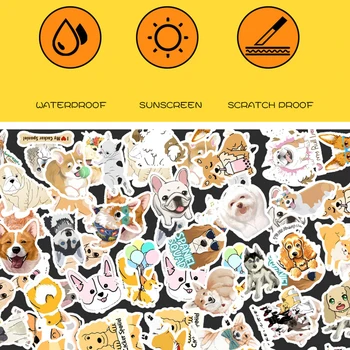 50 STK Farverige Dyr Hund Mærkat Legetøj Til Børn Søde Anime Tegnefilm Vandtæt Decal Børn DIY Bagage Skateboard Klistermærker