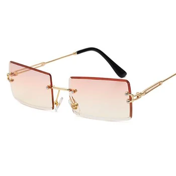 Uindfattede Solbriller Rektangel Mode Populære Kvinder, Mænd Nuancer Små Firkantede Solbriller Til Kvinder Sommer Rejser Brun 2021