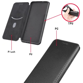 2021 Til Samsung Galaxy A72 4G Tilfælde Mode Carbon Fiber PC Hårdt Kortholderen Slim Læder taske Til Samsung A72 4G Flip Wallet Co
