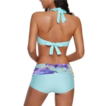2PCSWomen ' s Badetøj Passer Solid Farve CBow Uafgjort Tie-dye Trykt Høj Talje, Sexede Bikini g-streng Badning Badetøj Badetøj Sæt