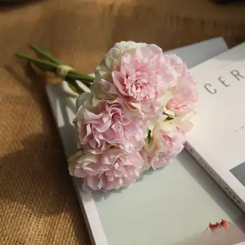 Kunstige Blomster Retro Silke Rose Buket Hortensia Pæon Vintage Bride Holding Falske Blomst Hjem Bryllup Tilbehør Til Udsmykning