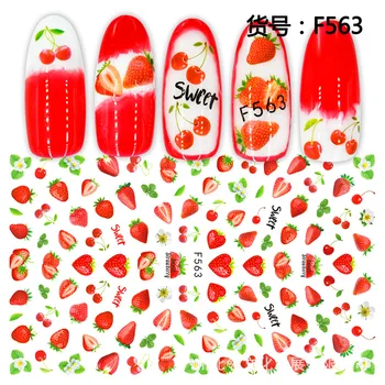 3D Negle Sticker Jordbær Frugt Nail Art Dekorationer Folie Kærlighed Hjerte Design Negle Tilbehør, Mode Manicure Klistermærker