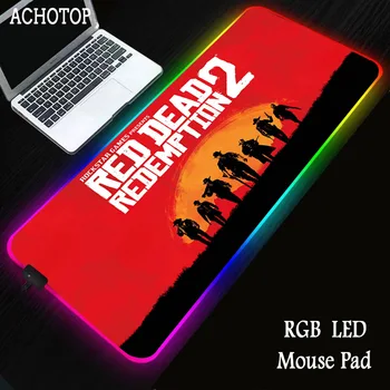 RGB-Red Dead Redemption RGB musemåtte 90x40cm Gamer Computer Tilbehør LED Store Gaming Måtte Kawaii Laptop Skrivebord Måtte Til CS GO