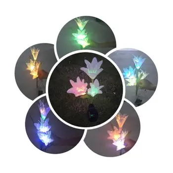Udendørs LED Solar Light RGB-Farve Lily Garden Blomst Vandtæt Dekorativ Lampe 600AMH Solenergi Værftet Græsplæne Vej Bryllup