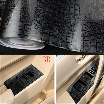 Automotive Interiør Klistermærker Bil Mærkat Wrap Film Simulering Krokodille Styling Læder Interiør Decals 150*30cm