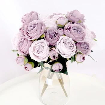 Nordisk Kunstig Silke Blomster Smuk Buket af Høj Kvalitet, Store Roser til Home Wedding Tabel Indretning Falske Blomst Valentine Gaver